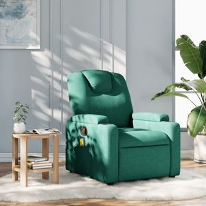 vidaXL Fotoliu de masaj rabatabil, verde închis, material textil imagine