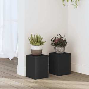 vidaXL Suporturi de plante, 2 buc., negru, 15x15x20 cm, lemn prelucrat imagine