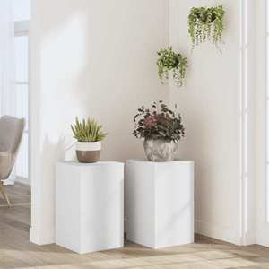 vidaXL Suporturi de plante, 2 buc., alb, 30x30x50 cm, lemn prelucrat imagine