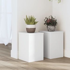 vidaXL Suporturi de plante, 2 buc., alb, 20x20x30 cm, lemn prelucrat imagine