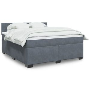 vidaXL Pat box spring cu saltea, gri închis, 180x200 cm, catifea imagine