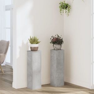 vidaXL Suport de plante, 2 buc., gri beton, 17x17x60 cm lemn prelucrat imagine