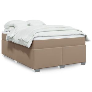 vidaXL Pat box spring cu saltea, cappuccino, 140x200cm piele ecologică imagine