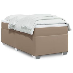 vidaXL Pat box spring cu saltea, cappuccino, 90x190 cm piele ecologică imagine