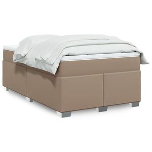 vidaXL Pat box spring cu saltea, cappuccino, 120x200cm piele ecologică imagine