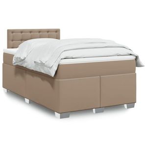 vidaXL Pat box spring cu saltea, cappuccino, 120x200cm piele ecologică imagine