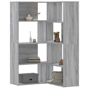 vidaXL Bibliotecă de colț cu 4 niveluri gri sonoma 85x85x140 cm lemn imagine