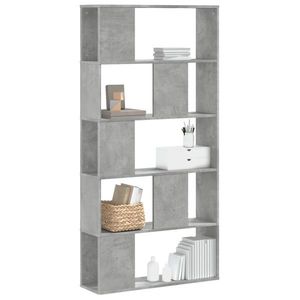 vidaXL Bibliotecă cu 5 niveluri gri beton 80, 5x23, 5x162, 5 cm lemn imagine