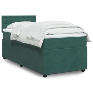 vidaXL Pat box spring cu saltea, verde închis, 100x200 cm, catifea imagine