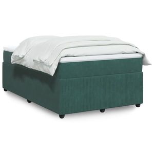 vidaXL Pat box spring cu saltea, verde închis, 120x200 cm, catifea imagine