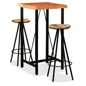 vidaXL Set mobilier de bar, 3 piese, lemn masiv reciclat imagine