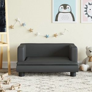 vidaXL Canapea pentru copii, negru, 60x40x30 cm, piele ecologică imagine