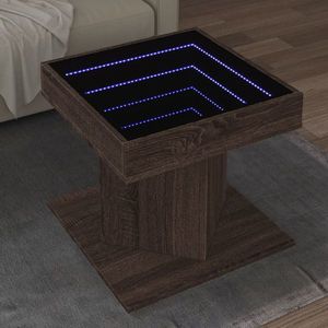 vidaXL Măsuță de cafea cu LED stejar maro 50x50x45 cm lemn prelucrat imagine