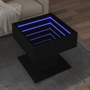 vidaXL Măsuță de cafea cu LED, negru, 50x50x45 cm, lemn prelucrat imagine