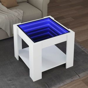 vidaXL Măsuță de cafea cu LED, alb, 53x53x45 cm, lemn prelucrat imagine