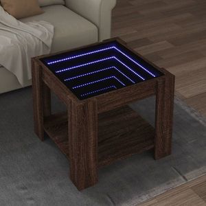 vidaXL Măsuță de cafea cu LED stejar maro 53x53x45 cm lemn prelucrat imagine