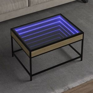 vidaXL Măsuță de cafea cu LED infinity, stejar sonoma, 70x50x41 cm imagine