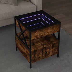 vidaXL Măsuță de cafea cu LED infinity, stejar fumuriu, 40x40x51 cm imagine