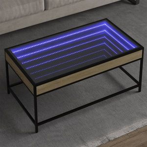 vidaXL Măsuță de cafea cu LED infinity, stejar sonoma, 90x50x41 cm imagine