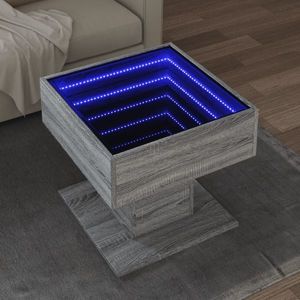 vidaXL Măsuță de cafea cu LED sonoma gri 50x50x45cm lemn prelucrat imagine