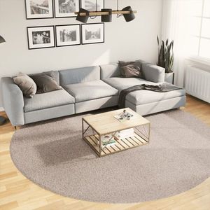 vidaXL Covor pufos "PAMPLONA" cu fire înalte, bej modern, Ø 280 cm imagine