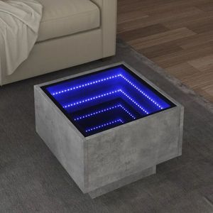 vidaXL Masă laterală cu LED, gri beton, 40x40x30 cm, lemn prelucrat imagine