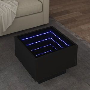 vidaXL Masă laterală cu LED, negru, 40x40x30 cm, lemn prelucrat imagine