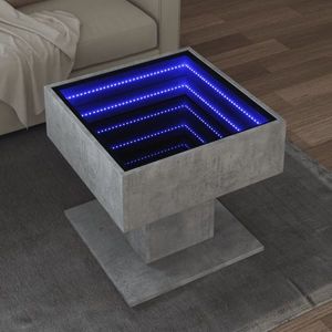 vidaXL Măsuță de cafea cu LED, gri beton, 50x50x45 cm, lemn prelucrat imagine