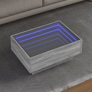 vidaXL Măsuță de cafea cu LED sonoma gri 70x50x30 cm lemn prelucrat imagine