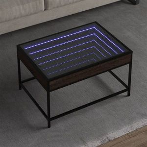 vidaXL Măsuță de cafea cu LED infinity, stejar maro, 70x50x41 cm imagine