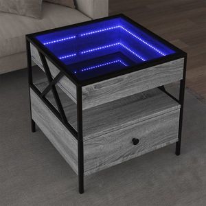 vidaXL Măsuță de cafea cu LED infinity, gri sonoma, 50x50x51 cm imagine