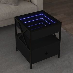 vidaXL Măsuță de cafea cu LED infinity, negru, 40x40x51 cm imagine