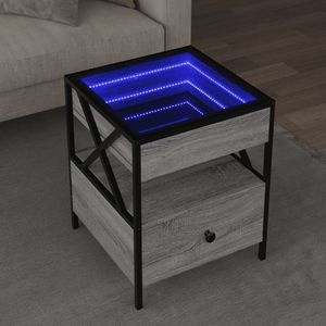 vidaXL Măsuță de cafea cu LED infinity, gri sonoma, 40x40x51 cm imagine