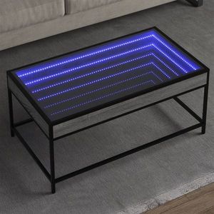 vidaXL Măsuță de cafea cu LED infinity, gri sonoma, 90x50x41 cm imagine