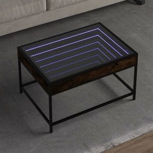 vidaXL Măsuță de cafea cu LED infinity, stejar fumuriu, 70x50x41 cm imagine