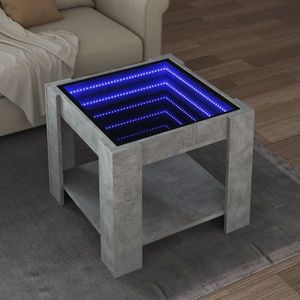 vidaXL Măsuță de cafea cu LED, gri beton, 53x53x45 cm, lemn prelucrat imagine