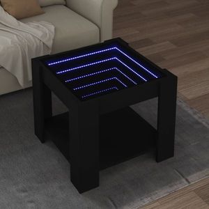 vidaXL Măsuță de cafea cu LED, negru, 53x53x45 cm, lemn prelucrat imagine