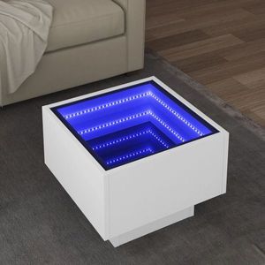 vidaXL Masă laterală cu LED, alb, 40x40x30 cm, lemn prelucrat imagine