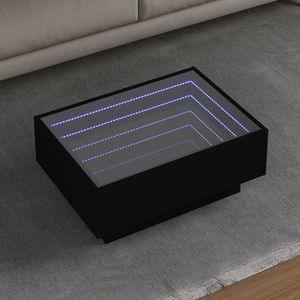 vidaXL Măsuță de cafea cu LED, negru, 70x50x30 cm, lemn prelucrat imagine