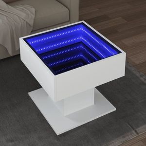 vidaXL Măsuță de cafea cu LED, alb, 50x50x45 cm, lemn prelucrat imagine