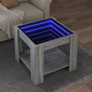 vidaXL Măsuță de cafea cu LED gri sonoma 53x53x45 cm lemn prelucrat imagine