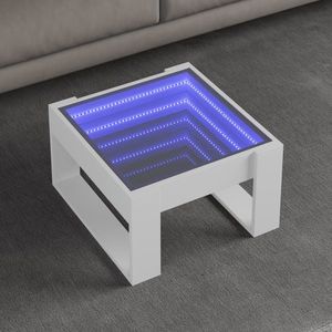 vidaXL Măsuță de cafea cu LED infinity, alb, 50x53x30 cm imagine