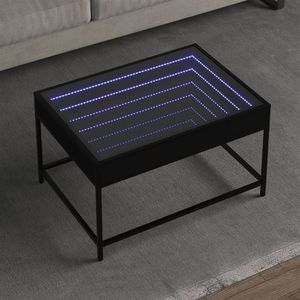 vidaXL Măsuță de cafea cu LED infinity, negru, 70x50x41 cm imagine