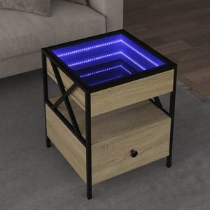 vidaXL Măsuță de cafea cu LED infinity, stejar sonoma, 40x40x51 cm imagine