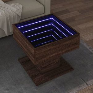 vidaXL Măsuță de cafea cu LED stejar maro 50x50x45 cm lemn prelucrat imagine