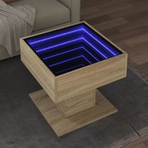 vidaXL Măsuță de cafea cu LED stejar sonoma 50x50x45 cm lemn prelucrat imagine