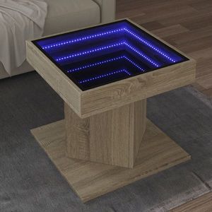 vidaXL Măsuță de cafea cu LED stejar sonoma 50x50x45 cm lemn prelucrat imagine