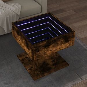 vidaXL Măsuță de cafea cu LED stejar fumuriu 50x50x45cm lemn prelucrat imagine