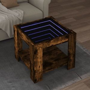 vidaXL Măsuță de cafea cu LED stejar fumuriu 53x53x45cm lemn prelucrat imagine