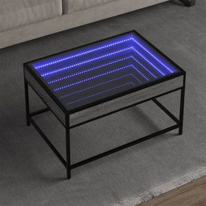 vidaXL Măsuță de cafea cu LED infinity, gri sonoma, 70x50x41 cm imagine